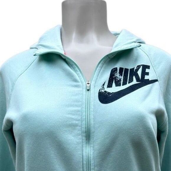 Nike Hoodie Anorak Sweatshirt Youth Girls Large Seafoam Green Full Zip Thumbhole - Picture 4 of 12